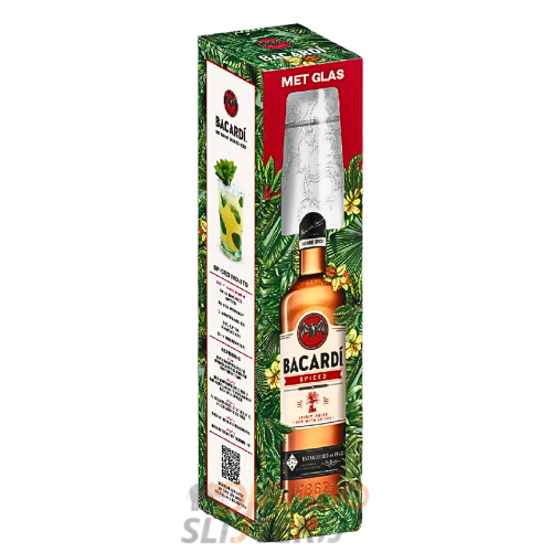 Bacardi Spiced 1L Giftpack met glas