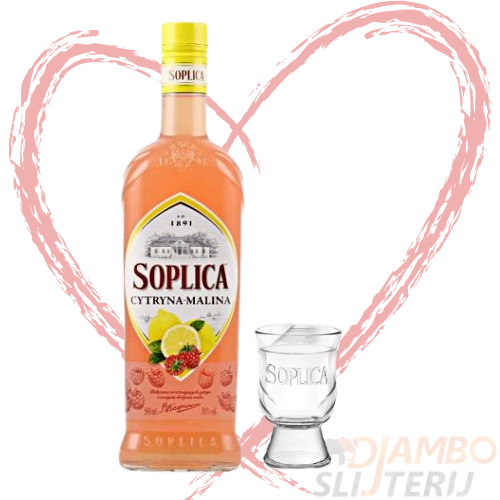 Soplica Cytryna Malina (Citroen Framboos) 500ml met Shotglas